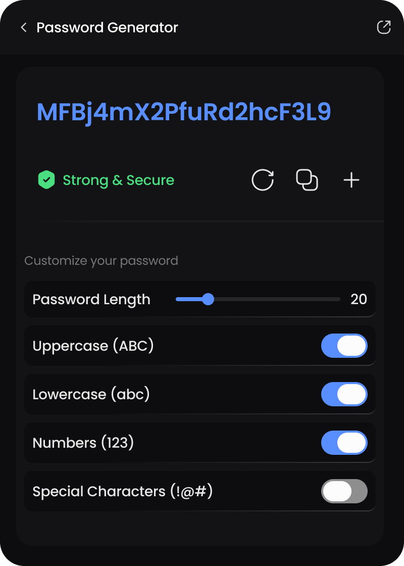 Password Generator in the SecPath browser extension