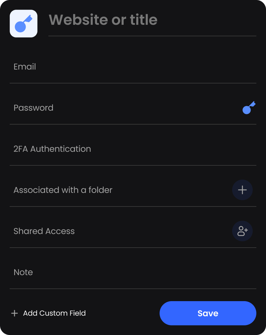 New password item form